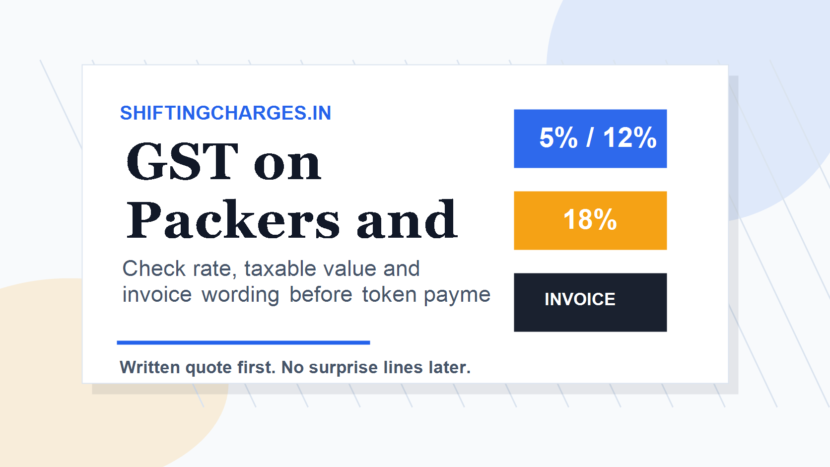 GST invoice check for packers and movers charges in India