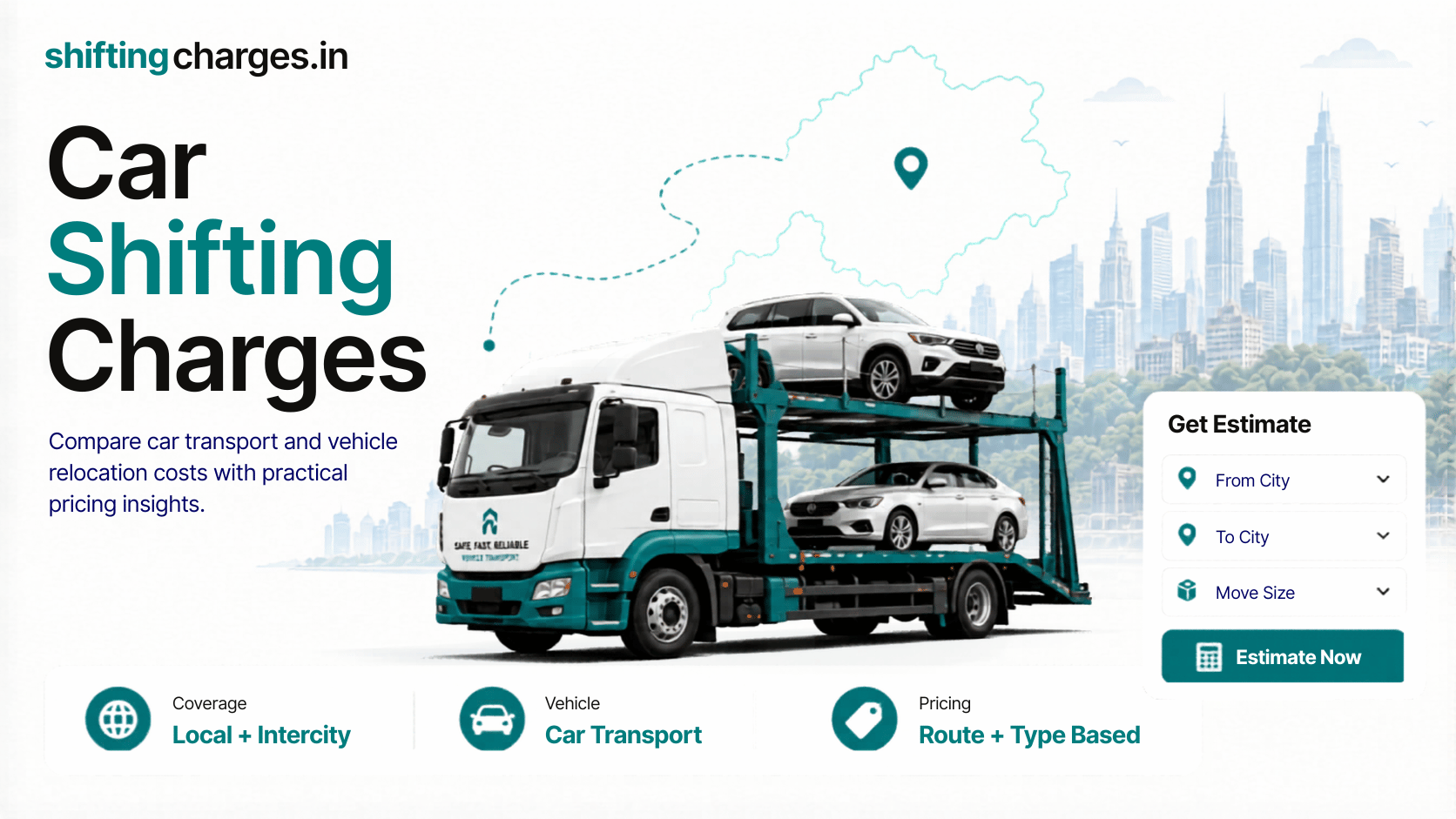 Car transport charges in India by car class, distance and carrier type