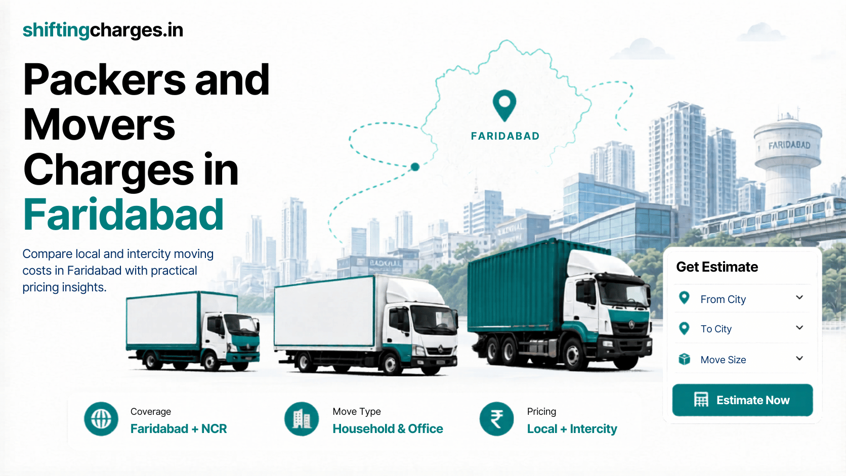 Packers and movers charges in Faridabad by sector, NIT, Old Faridabad and Neharpar