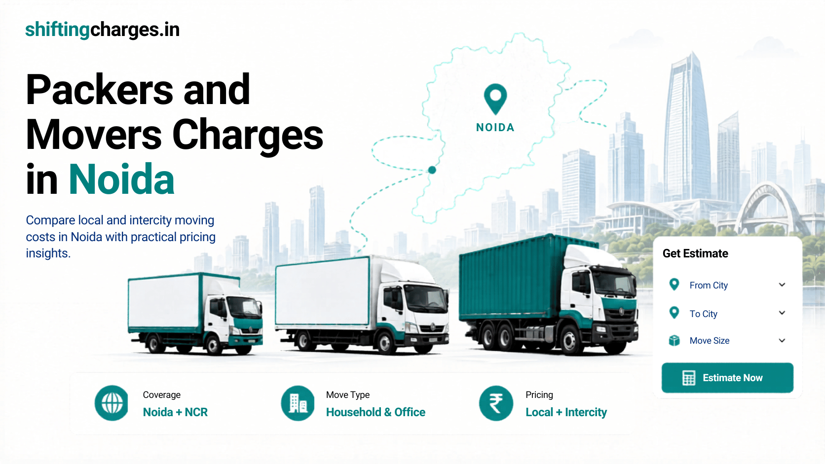 Packers and movers charges in Noida by sector, society access and Expressway belt